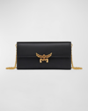 Mcm Laurel Leather Wallet On Chain In Black