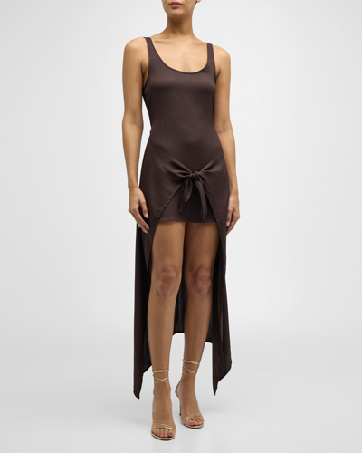 Anemos Dk Satin Wrap Dress In Espresso