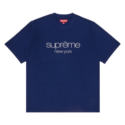 Pre-owned Supreme Classic Logo Short-sleeve Top 'navy' In Blue