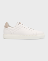 Brunello Cucinelli Men's Grained Calfskin Low-top Sneakers In White