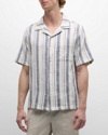 ONIA MEN'S BAJA STRIPE COTTON CAMP SHIRT