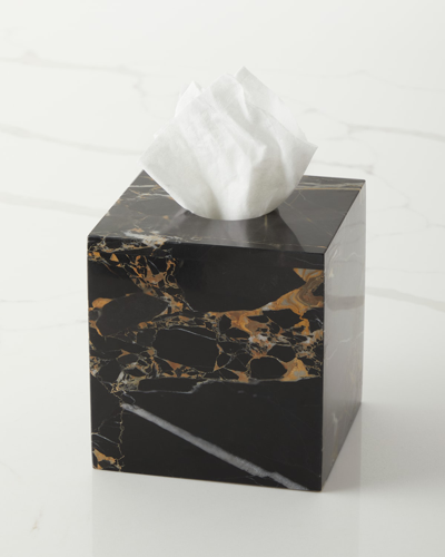 Kassatex Athenas Marble Tissue Holder In Black/gold