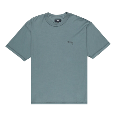 Pre-owned Stussy Pigment Dyed Inside Out Crewneck T-shirt 'teal' In Blue