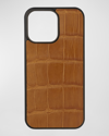 Abas Men's Alligator Phone Case For Iphone 14 Pro Max In Tan