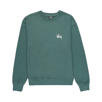 Pre-owned Stussy Basic Pigment Dyed Crewneck T-shirt 'forest' In Green