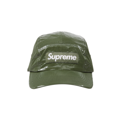 Pre-owned Supreme Gloss Ripstop Camp Cap 'olive' In Green