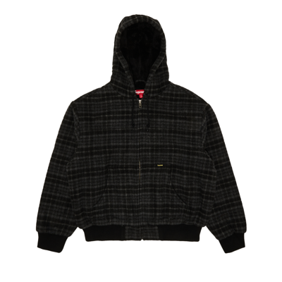 Pre-owned Supreme Plaid Wool Hooded Work Jacket 'black'