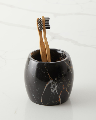 Kassatex Athenas Marble Toothbrush Tumbler In Black/gold