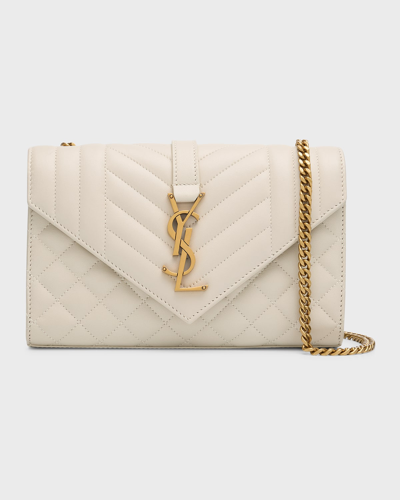 SAINT LAURENT ENVELOPE TRIQUILT SMALL YSL SHOULDER BAG IN SMOOTH LEATHER