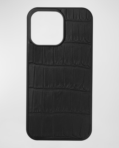 Abas Men's Alligator Phone Case For Iphone 14 Pro Max In Black