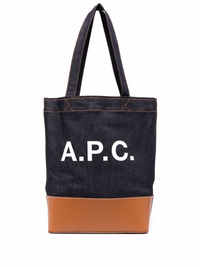 Apc A.p.c. Axel Denim Tote Bag In Brown