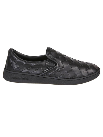 Bottega Veneta Slip-on Leather Sneakers In Black