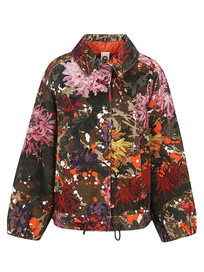 Konrad Ev Floral Print Bomber Jacket In Tan