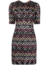 MISSONI MISSONI ZIG ZAG PATTERN WOOL BLEND SHORT DRESS