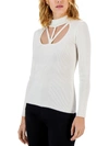 T TAHARI WOMENS MOCK TURTLENECK FRONT CUT OUT PULLOVER TOP