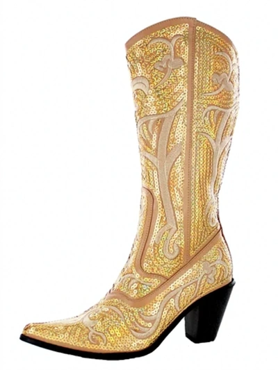 Helen's Heart Tall Sequin Boots In Gold