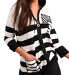 Angel Multi Stripe Sleeve Hooded Cardigan In Black/multi In Black