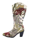 Helen's Heart Crystal Embellished Boot In Beige In Beige