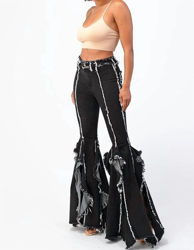 Purple Candy Flare Bell Bottom Pant In Black
