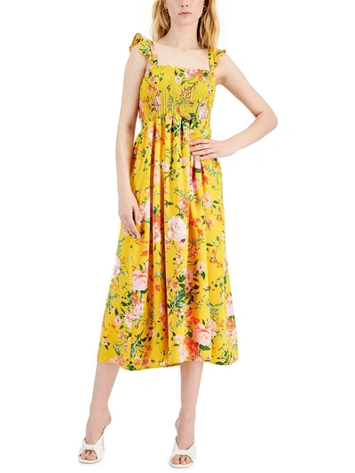 Inc Womens Floral Print Polyester Midi Dress In Multi