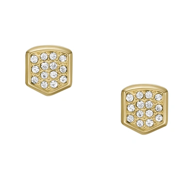 Fossil Heritage Crest Gold-tone Stainless Steel Stud Earrings