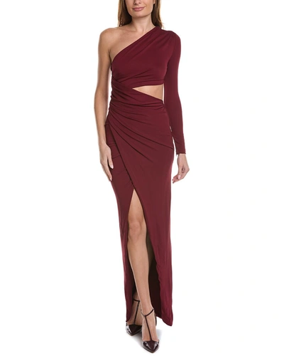Michael Kors Collection Asymmetrical Cutout Gown In Red