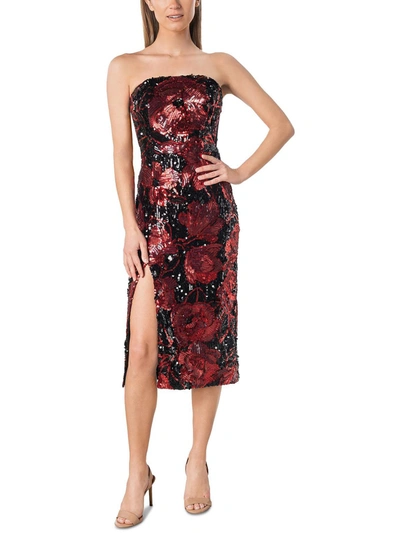 Dress The Population Womens Floral Strapless Cocktail And Party Dress In Multi