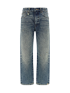 R13 Romeo Distressed Straight Leg Jeans In Gold Clinton Blue