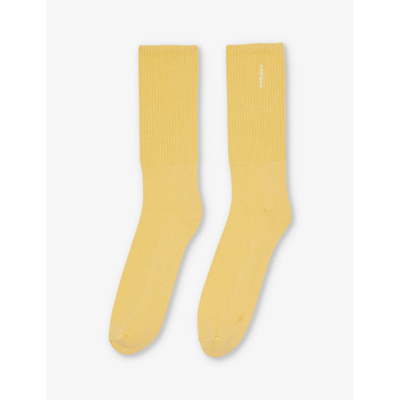 Sandro Logo-embroidered Ribbed Socks In Jaunes / Oranges