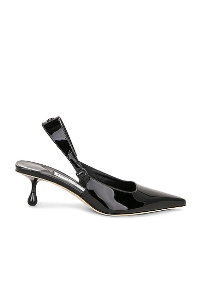 Jimmy Choo Amel 50 Logo-embellished Patent-leather Slingback Pumps In Black