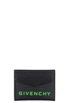 Givenchy G-essentials Branded Leather Card Holder In Black/green