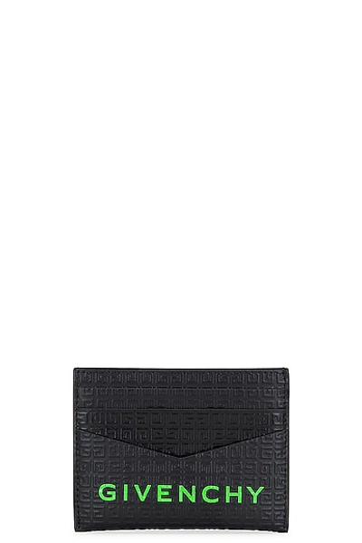 Givenchy G-essentials Branded Leather Card Holder In Black/green