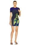 Louisa Ballou Double Ring Printed Mini Dress In Lapis