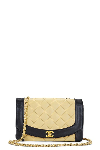 Pre-owned Chanel Diana Bicolor Lambskin Quilted Shoulder Bag In Beige