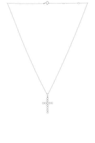 Greg Yuna Diamond Bezel Cross Necklace In Silver