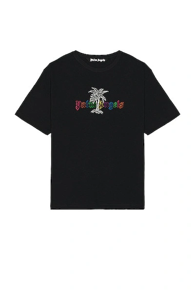 Palm Angels Collar Tee In Black & White
