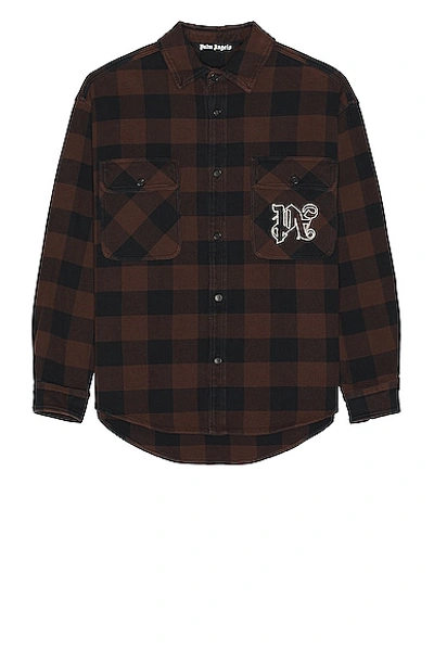 Palm Angels Pa Monogram Shirt In Brown