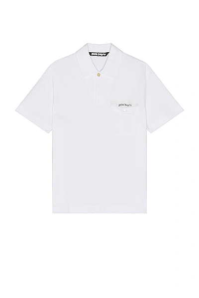 Palm Angels Tailored Cotton Polo Shirt In Bianco