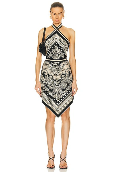 Balmain Halterneck Knitted Midi Dress In Beige