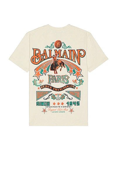 Balmain Back Western Print T-shirt In White