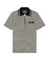 Balmain Labyrinth Polo Shirt With Jacquard Effect In Black & White