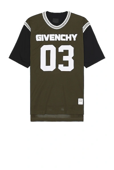 Givenchy Double Layer Tee In Black & Khaki