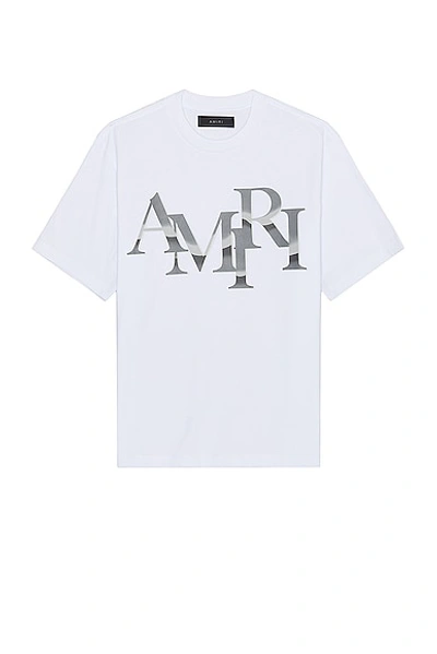 Amiri Staggered Chrome T恤 In White