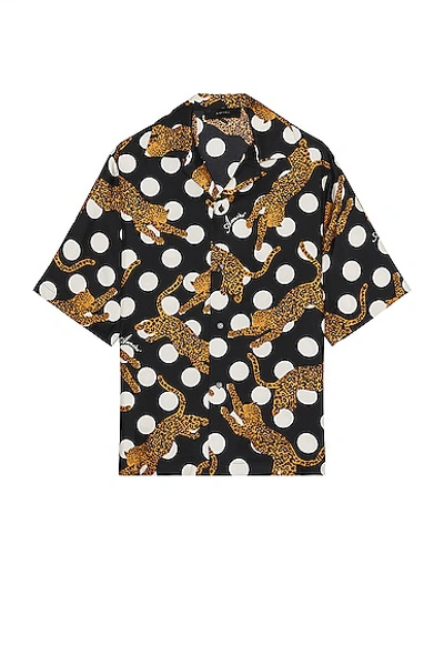 Amiri Leopard Polka Dots Bowling Shirt In Brown