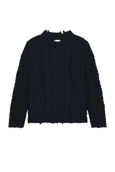 Found Cable Knit Jumper In Navy