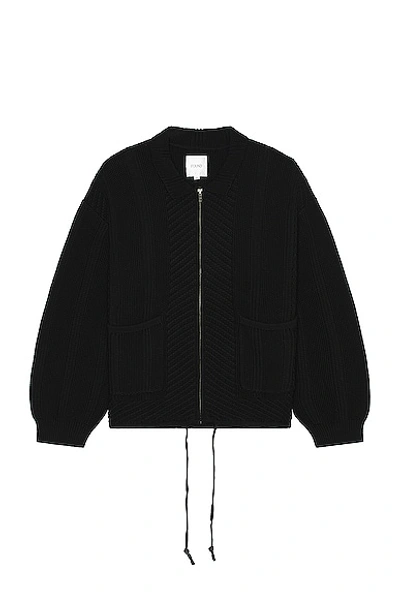 Found Zip Up Panel Sweater In Black