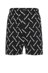 Balenciaga Cotton Shorts With Allover Logo In Black & White