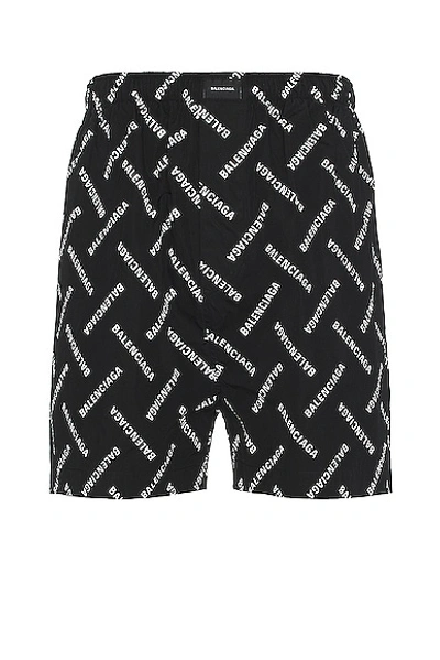 Balenciaga Pyjama Shorts Bal Diagonal Allover Poplin In Black