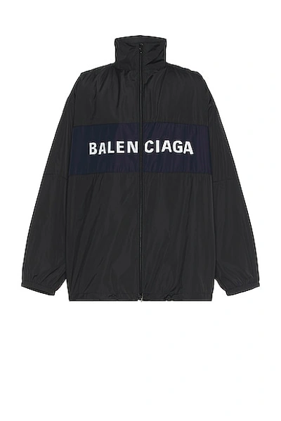 Balenciaga Logo Zip Up Jacket In Black