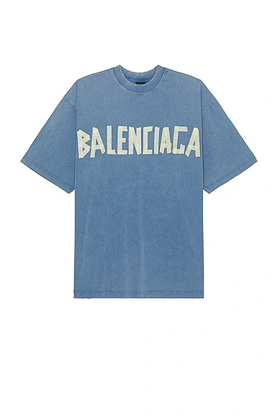 Balenciaga Medium Fit T-shirt In Faded Blue